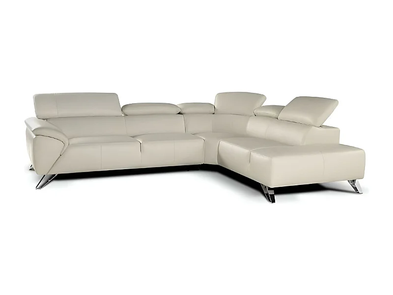 Divano d'angolo Tesla R/Tessuto-Bouclé/Bianco