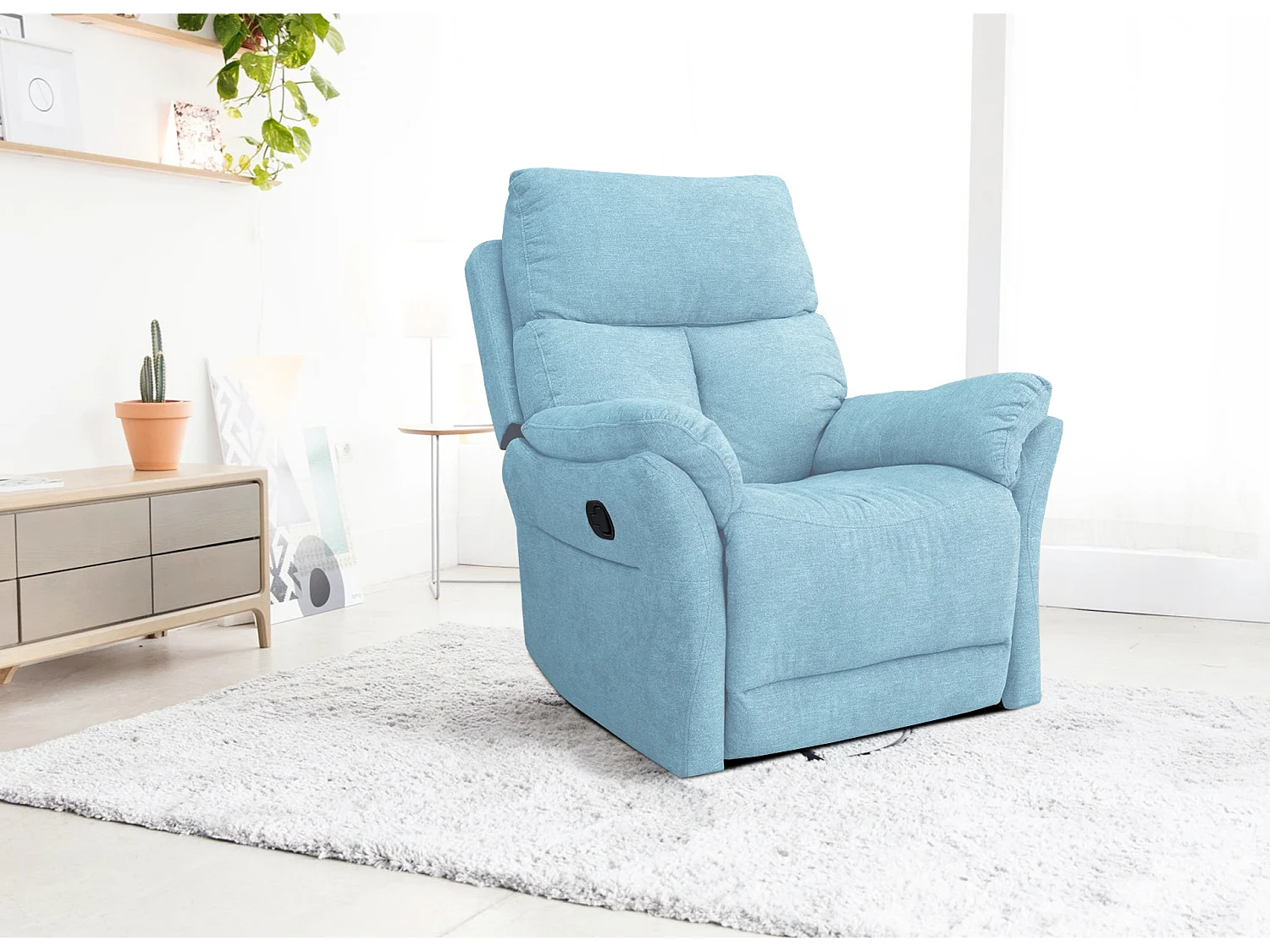Fauteuil relax Lux/Fonction relax/Revêtement tissu/Bleu