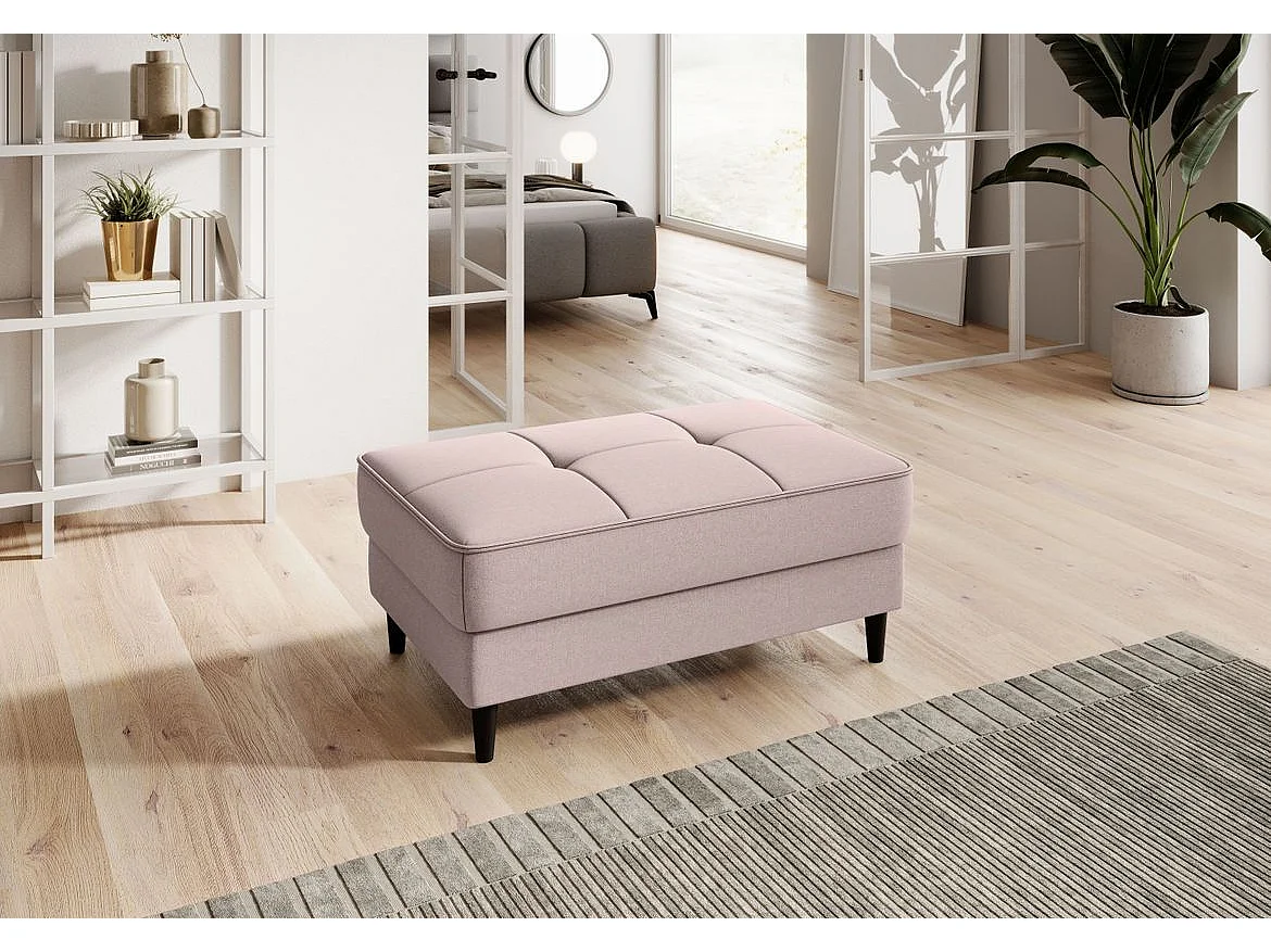 Pouf avec rangement en tissu BOZA-Rose clair