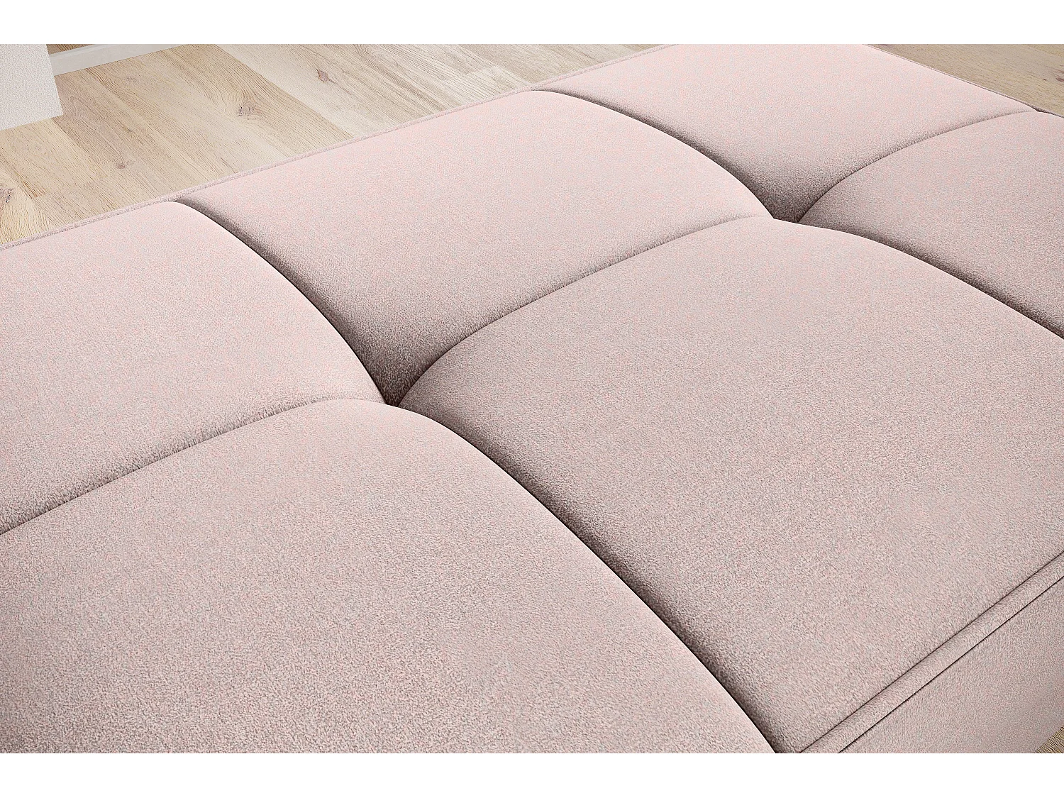 Pouf avec rangement en tissu BOZA-Rose clair