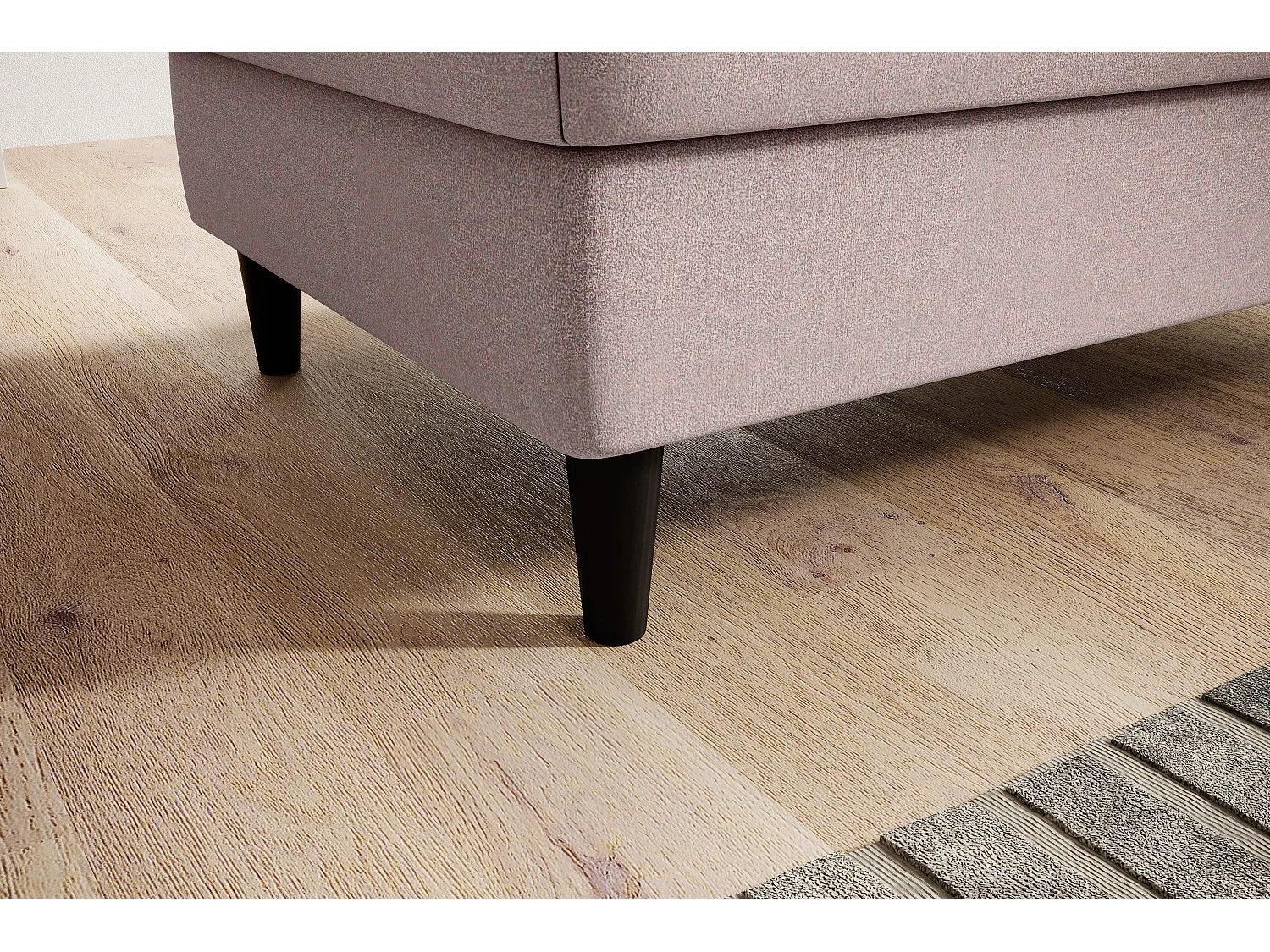 Pouf avec rangement en tissu BOZA-Rose clair