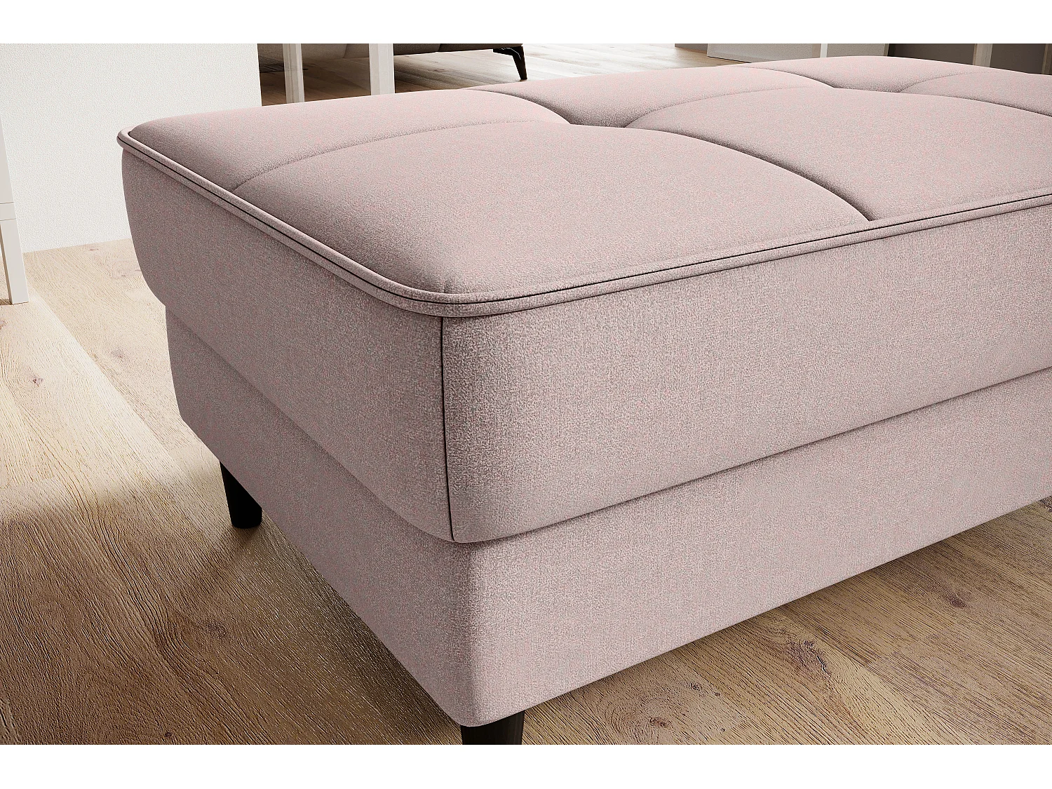 Pouf avec rangement en tissu BOZA-Rose clair