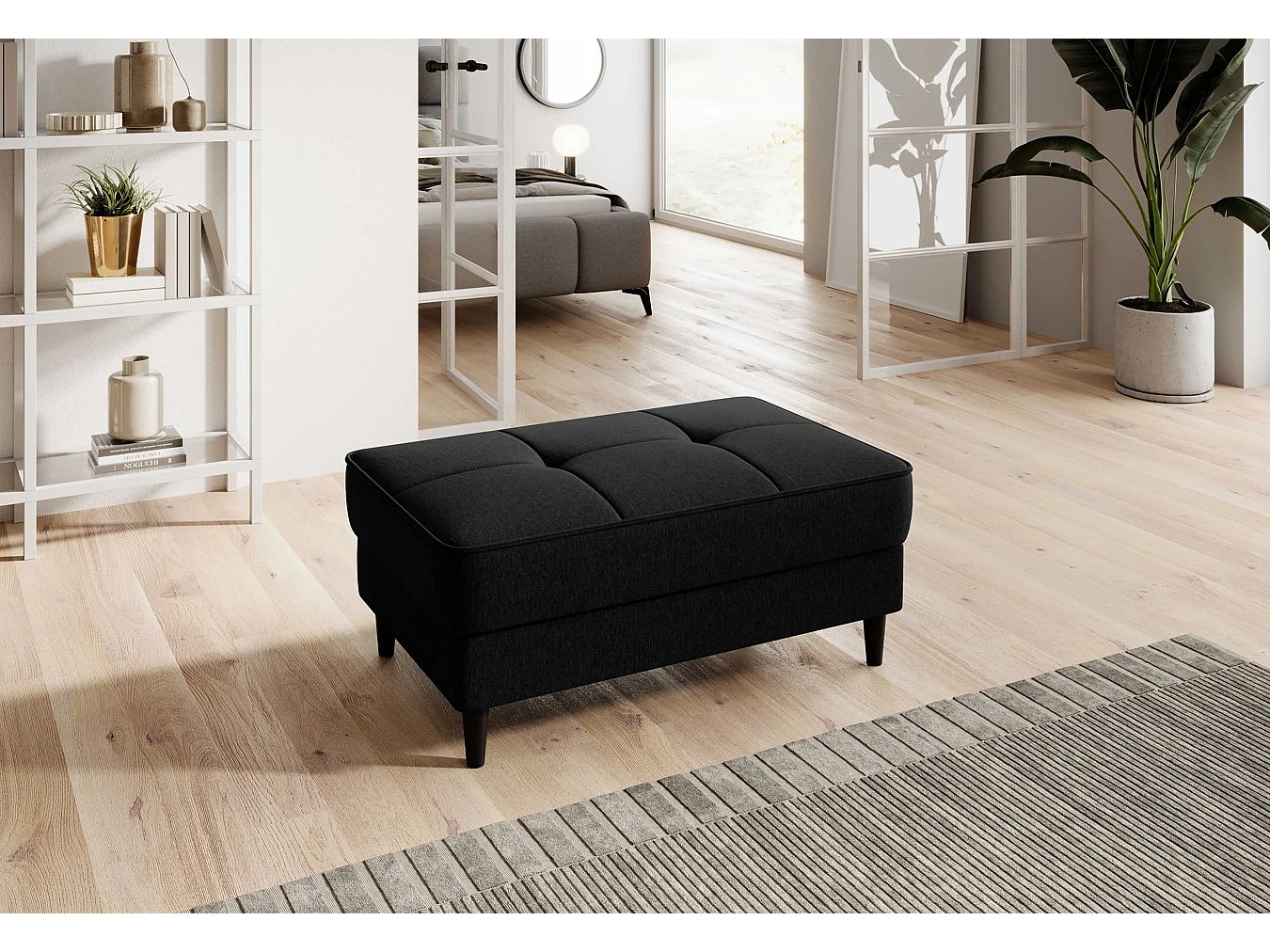 Pouf avec rangement en tissu BOZA-Rose clair