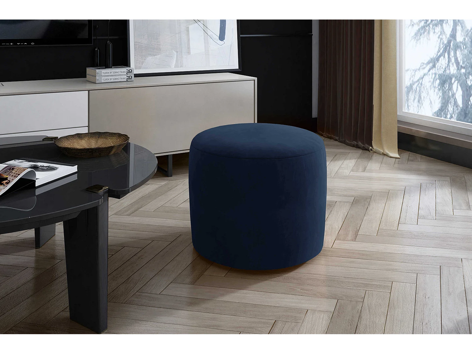 Pouf Jasmin/Tessuto/Arancia/In Magzzino