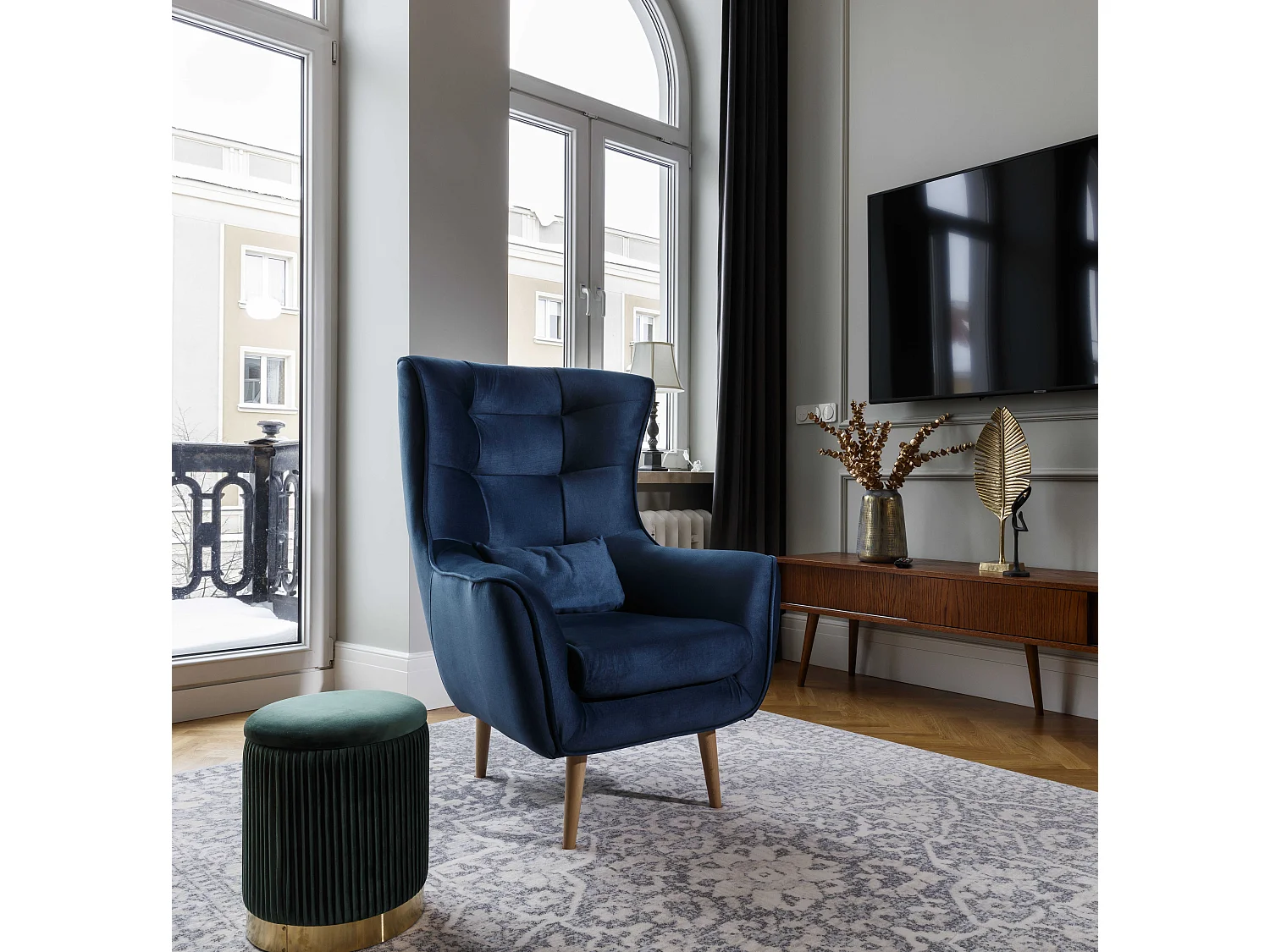 Manuel Fauteuil/Tissu/Bleu