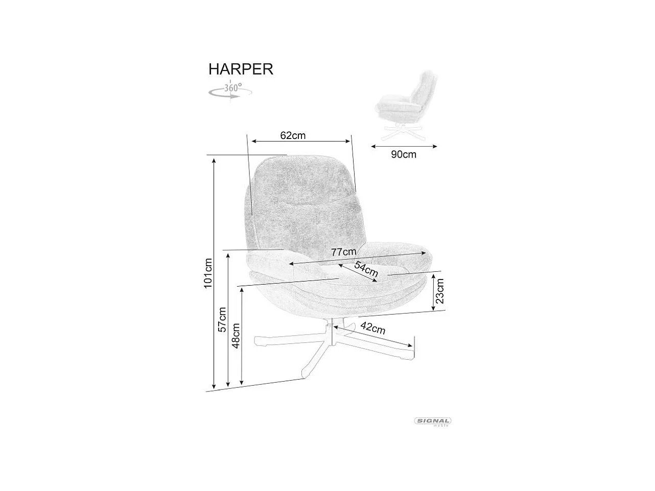 Poltroncina Harper/Tessuto/Nero