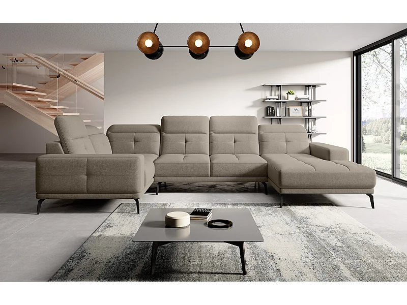 Canapé Corner Conrado UL/Tissu-Beige