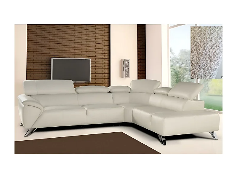 Ecksofa Tesla R/Stoffbezug-Bouclé/Weiss