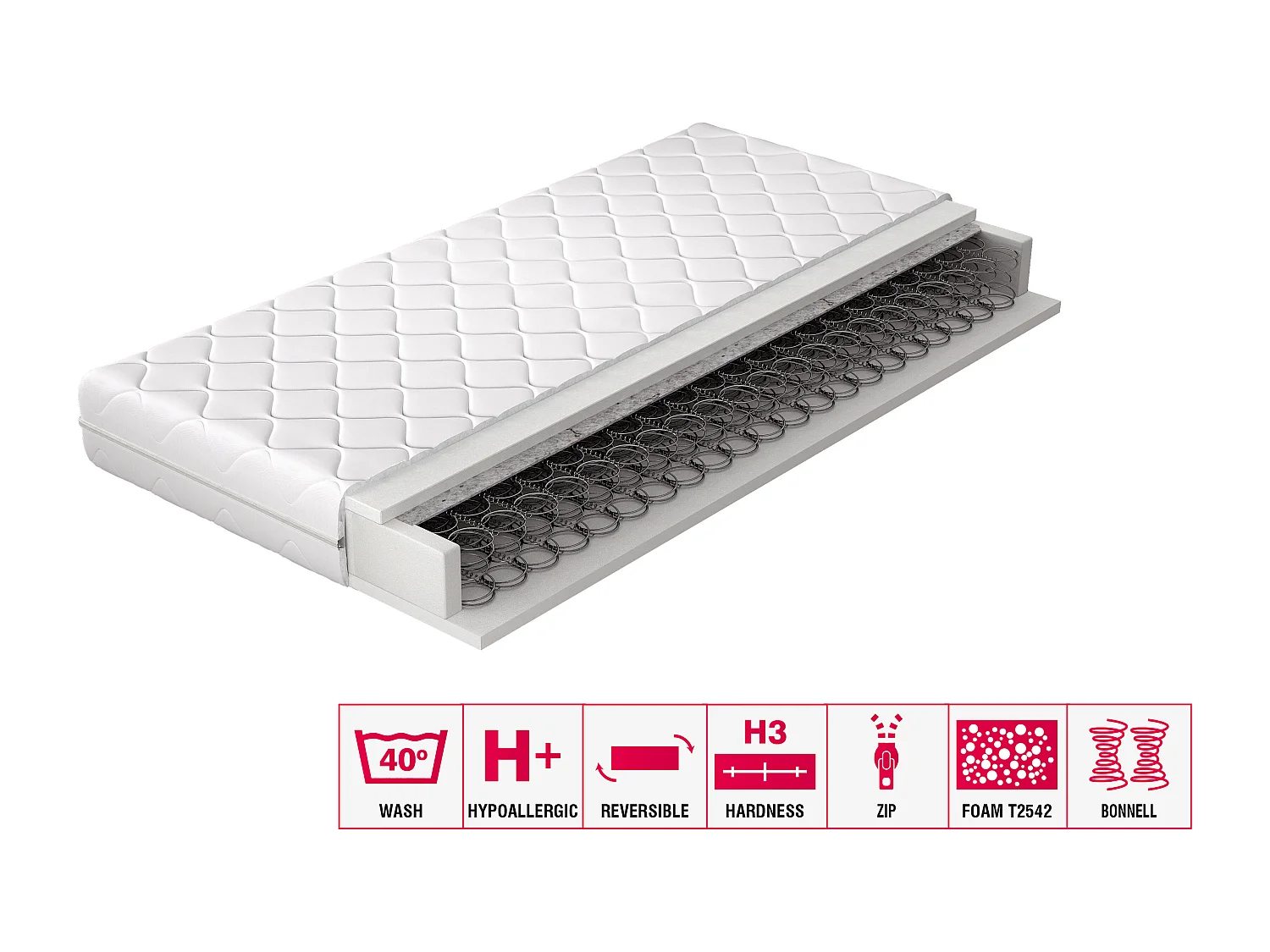 Matelas Melina/90x200/Blanc
