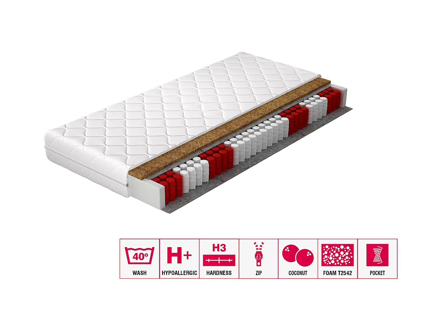 Matratze Kevin/180x200/Weiss