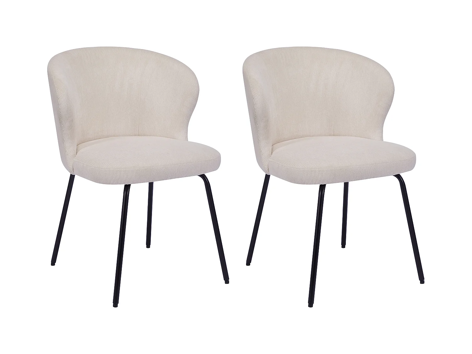 Stuhl 2er-Set - Cord & schwarzes Metall - Cremefarben - RELIOZA