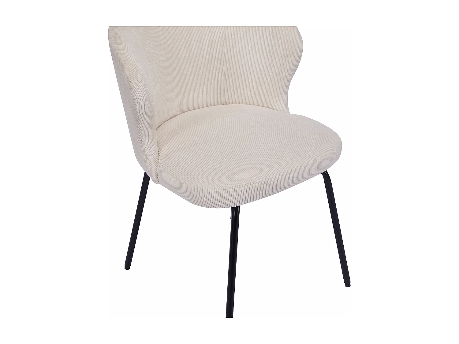 Lot de 2 chaises en velours côtelé et métal noir - Crème - RELIOZA