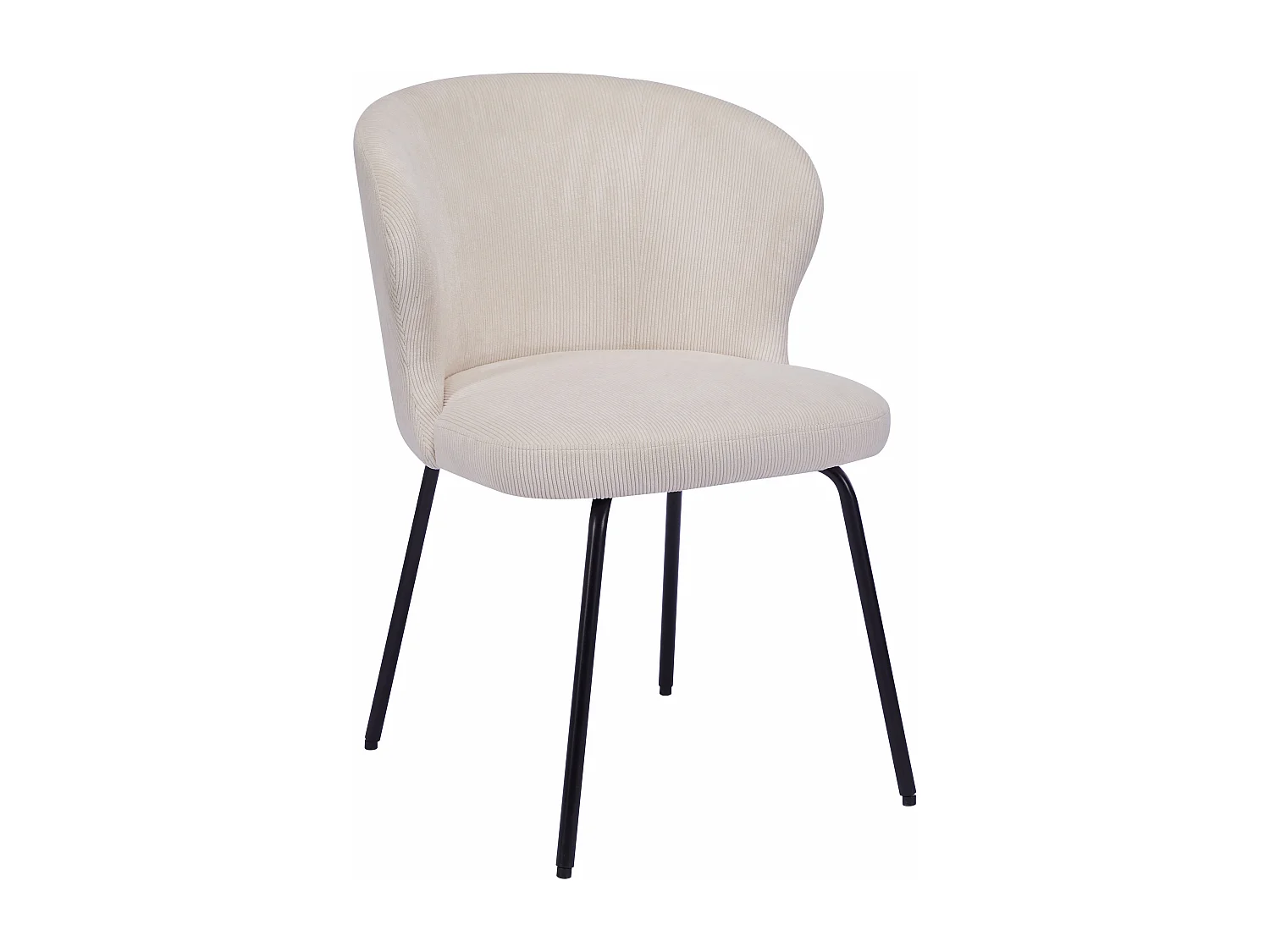 Lot de 2 chaises en velours côtelé et métal noir - Crème - RELIOZA