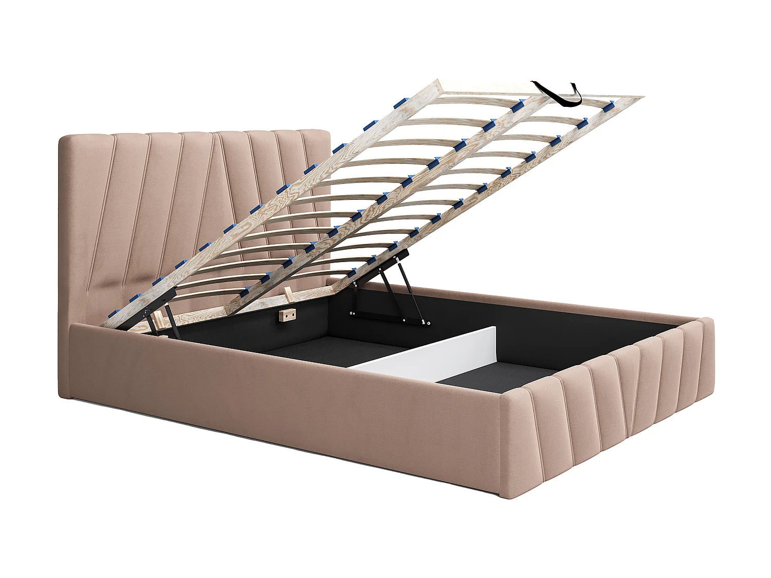 Bett mit Bettkasten - 160 x 200 cm - Samt - Beige + Matratze - LIDAMA von Pascal Morabito