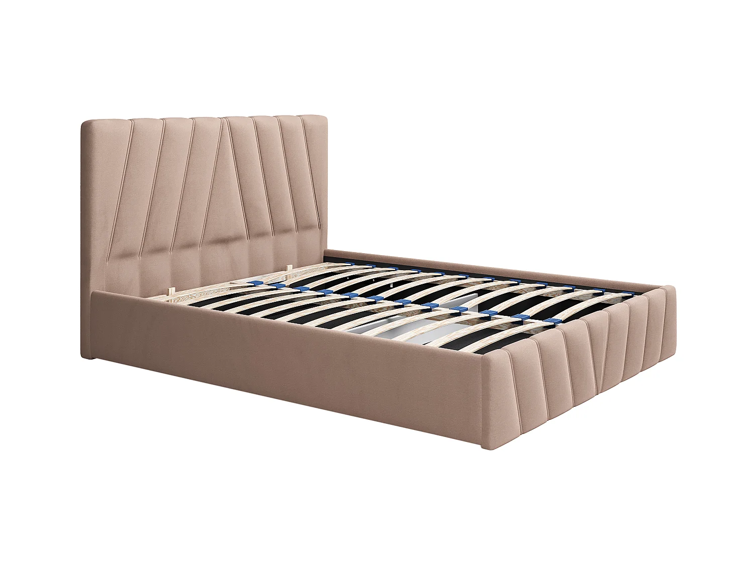 Bed met opbergruimte 160 x 200 cm - Fluweel - Beige + matras - LIDAMA van Pascal Morabito