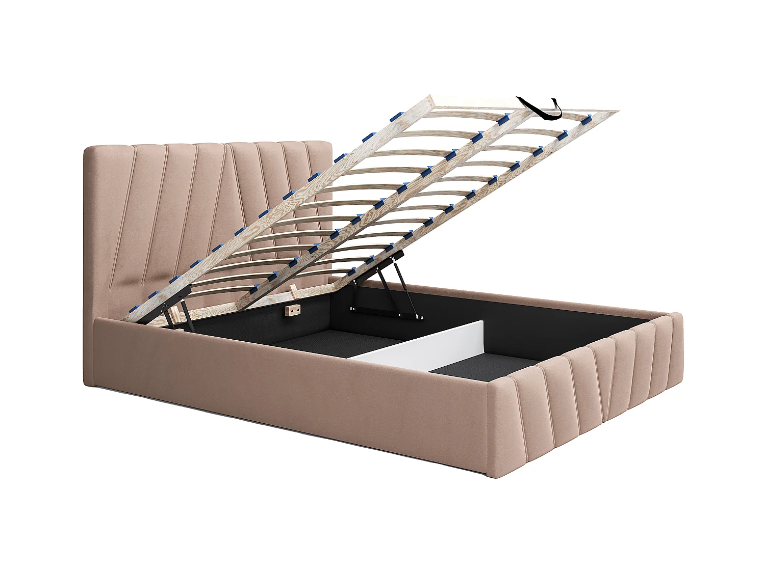 Bed met opbergruimte 160 x 200 cm - Fluweel - Beige + matras - LIDAMA van Pascal Morabito