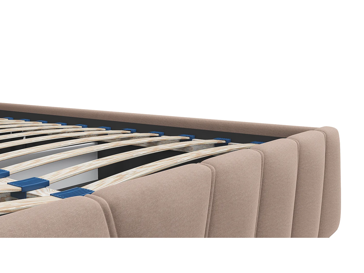 Lit coffre 160 x 200 cm - Velours - Beige + Matelas - LIDAMA de Pascal Morabito