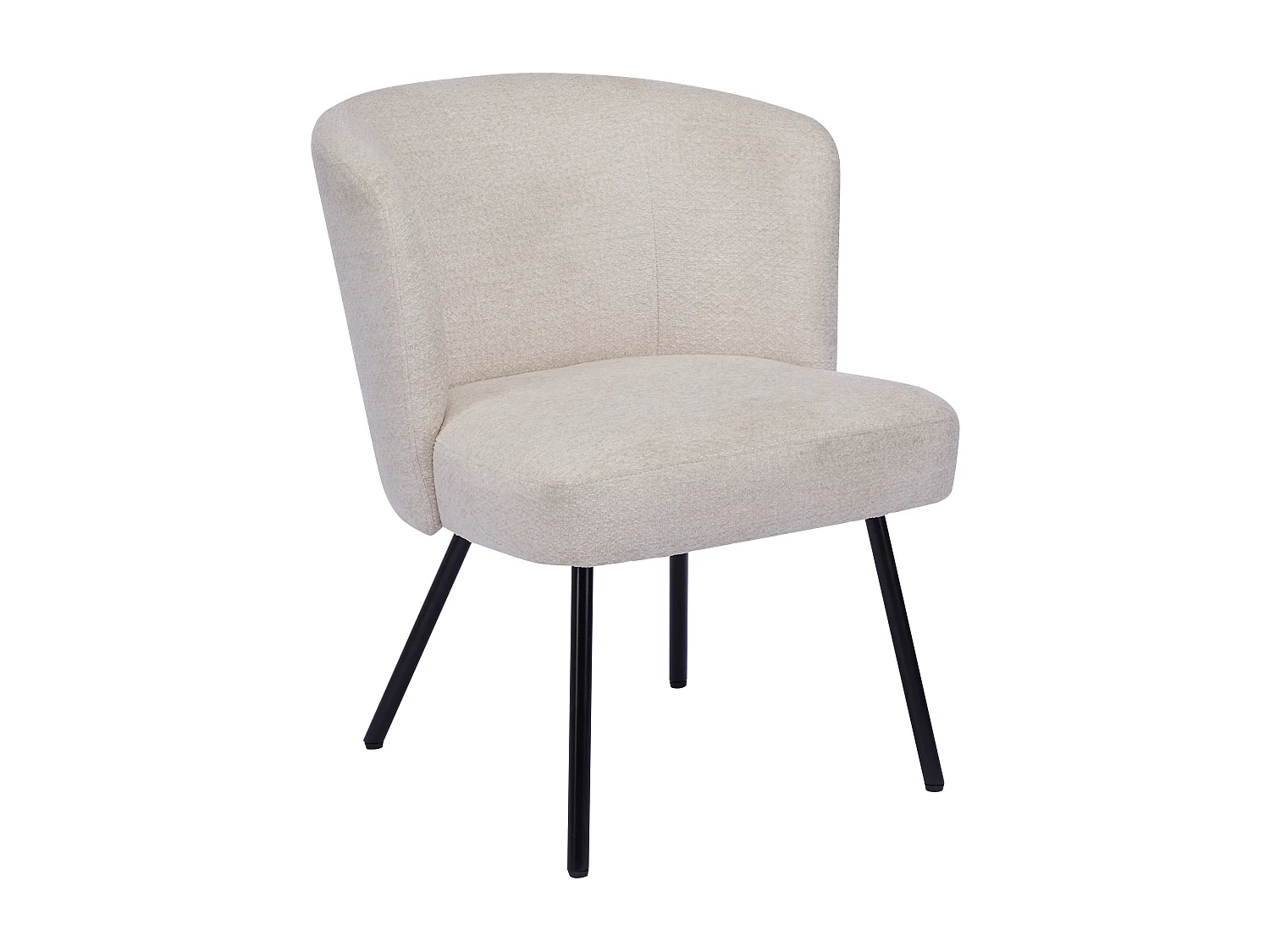 Fauteuil en tissu texturé beige et métal noir MARVENIO