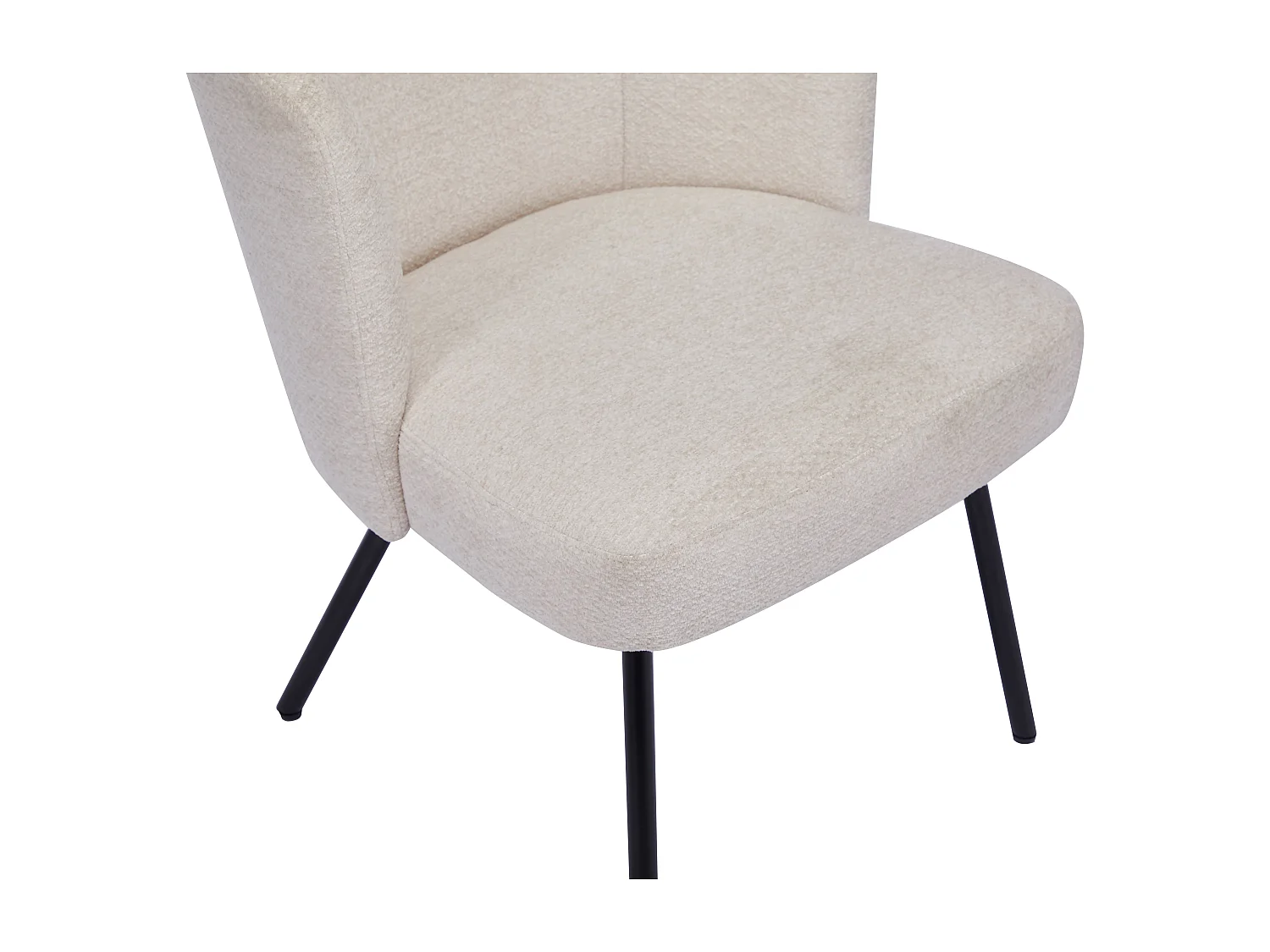 Fauteuil en tissu texturé beige et métal noir MARVENIO