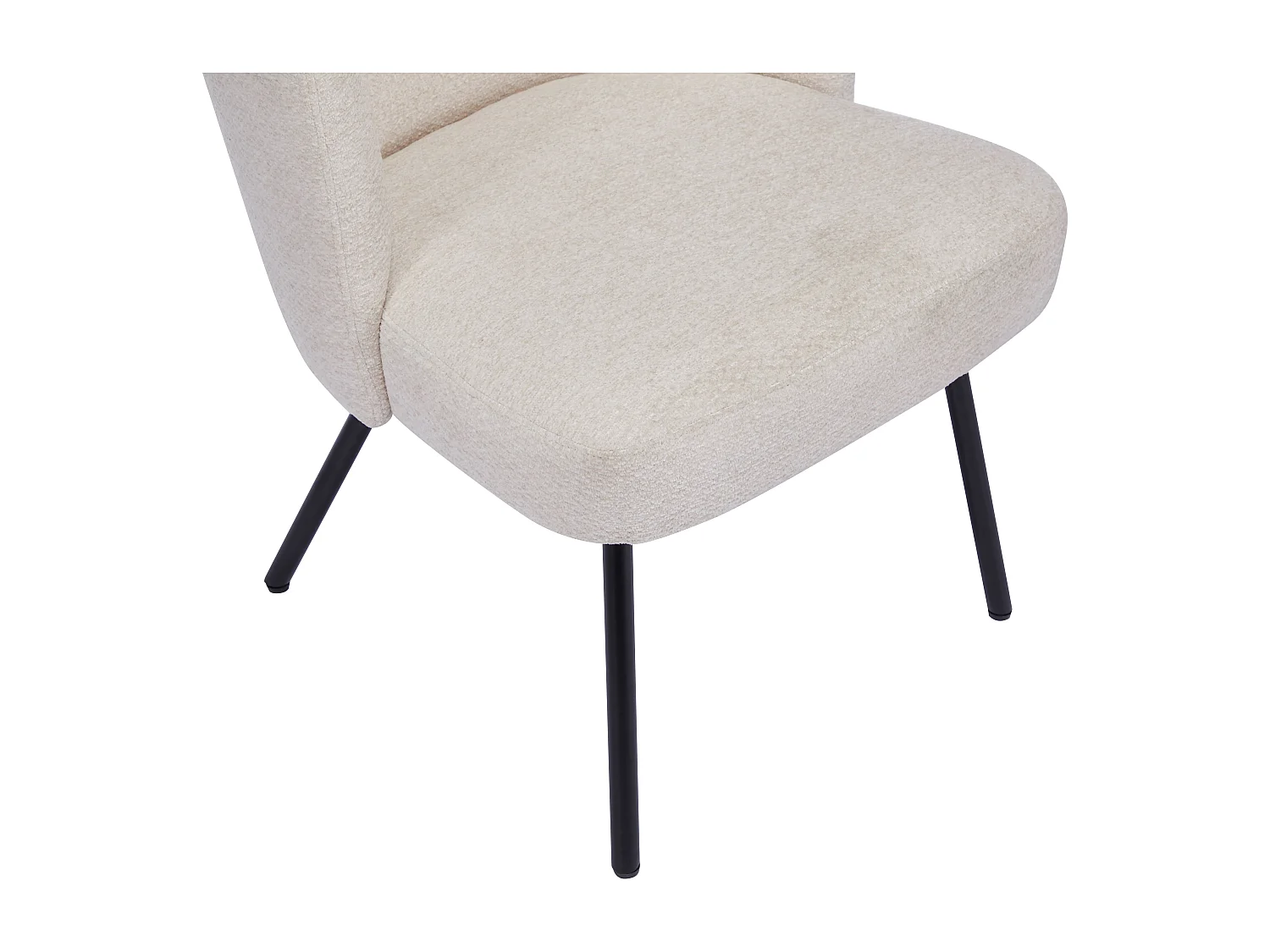 Fauteuil en tissu texturé beige et métal noir MARVENIO