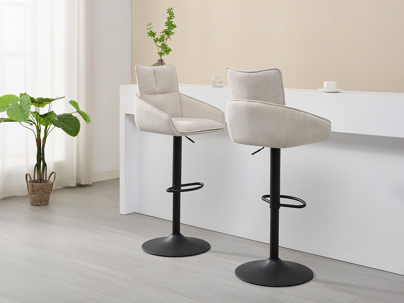 Testiera Da Letto Minimalista In Legno E Tessuto Panna, Altezza Regolabile - Perfetta Per Camere Moderne