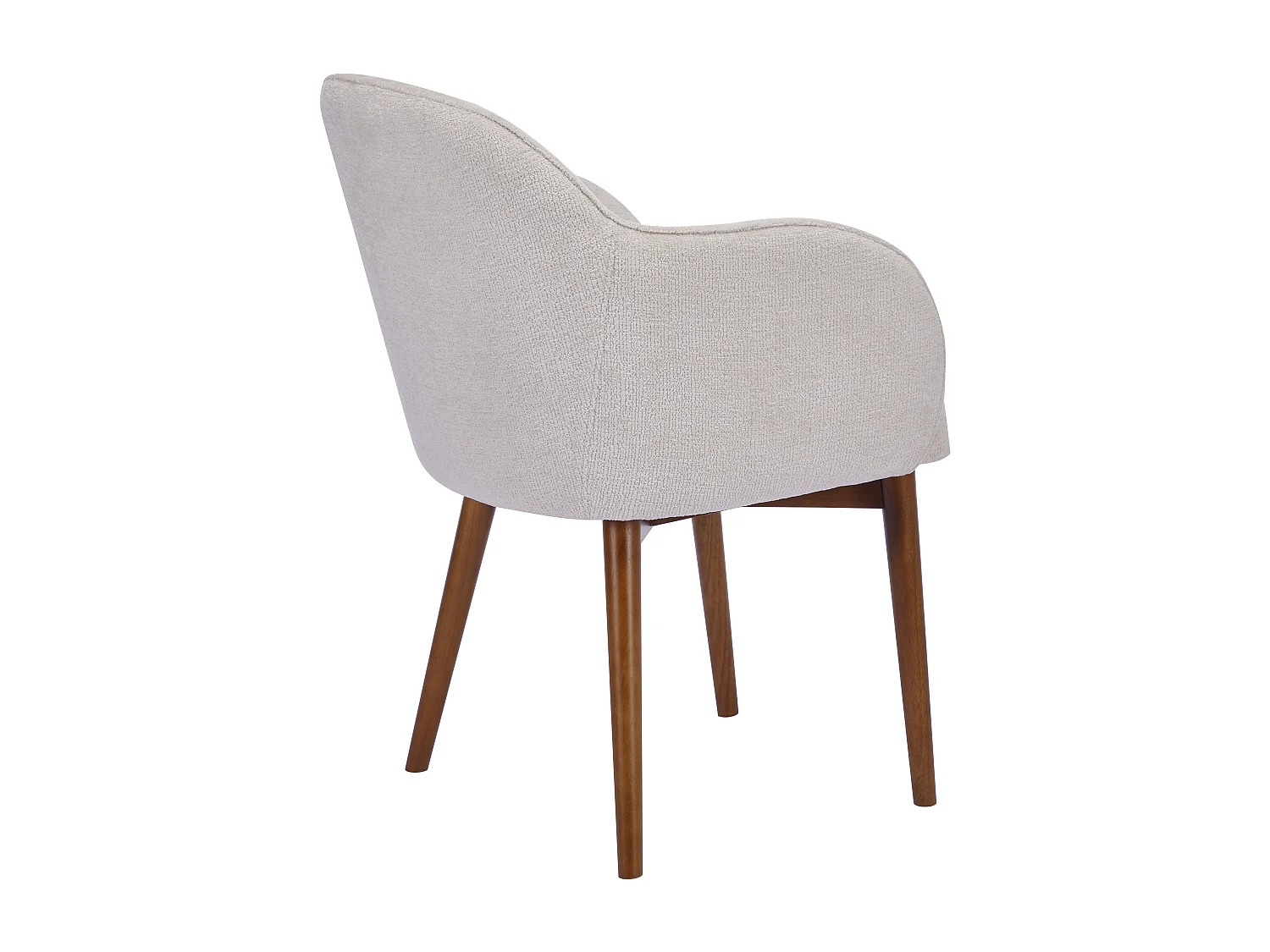 Chaise avec accoudoirs en tissu texturé et bois d'hévéa - Crème - MODINIA