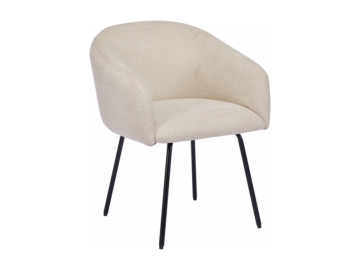 Lot de 2 chaises avec accoudoirs en tissu texturé et métal noir - Crème - NISTOSIA