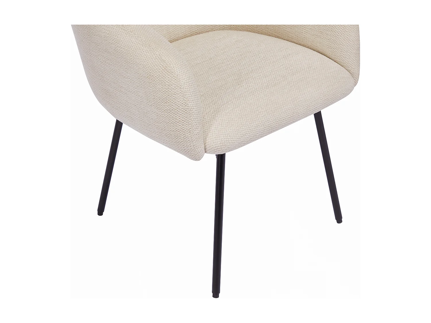 Lot de 2 chaises avec accoudoirs en tissu texturé et métal noir - Crème - NISTOSIA