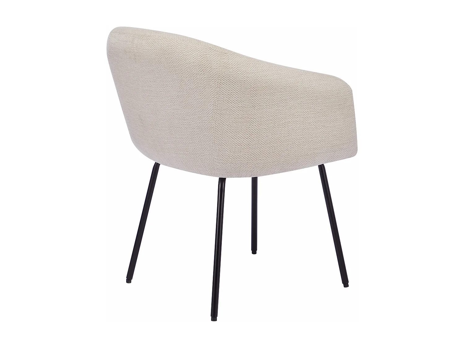 Lot de 2 chaises avec accoudoirs en tissu texturé et métal noir - Crème - NISTOSIA