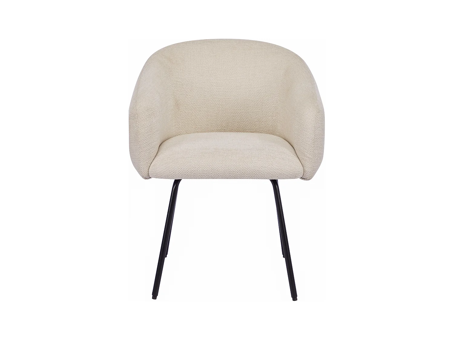 Sæt med 2 stole med armlæn i tekstureret stof og sort metal - Creme - NISTOSIA