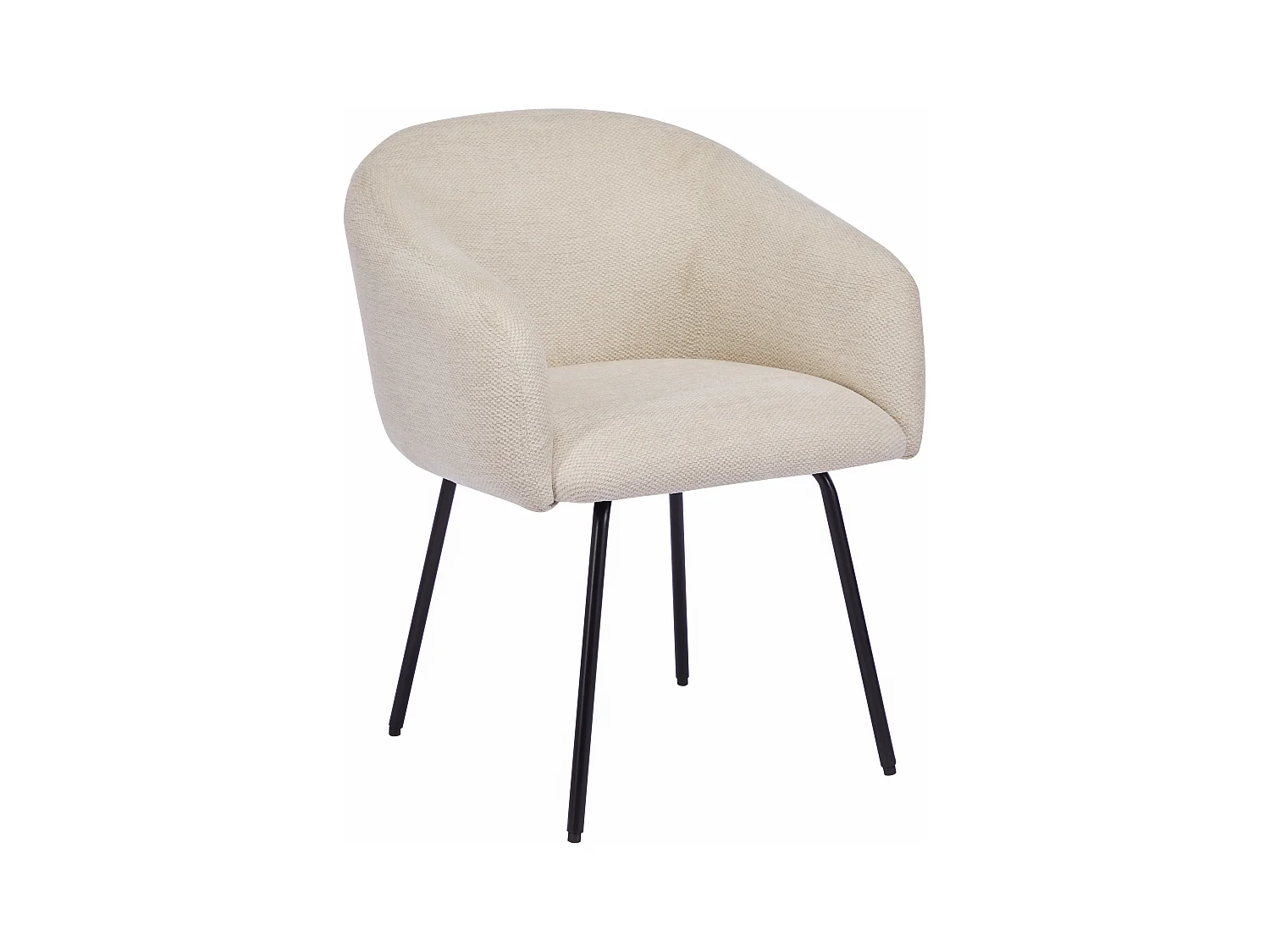 Sæt med 2 stole med armlæn i tekstureret stof og sort metal - Creme - NISTOSIA