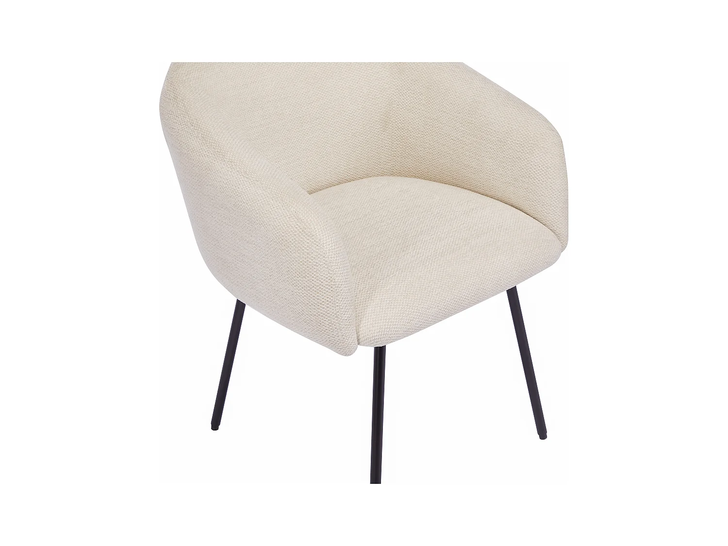 Sæt med 2 stole med armlæn i tekstureret stof og sort metal - Creme - NISTOSIA
