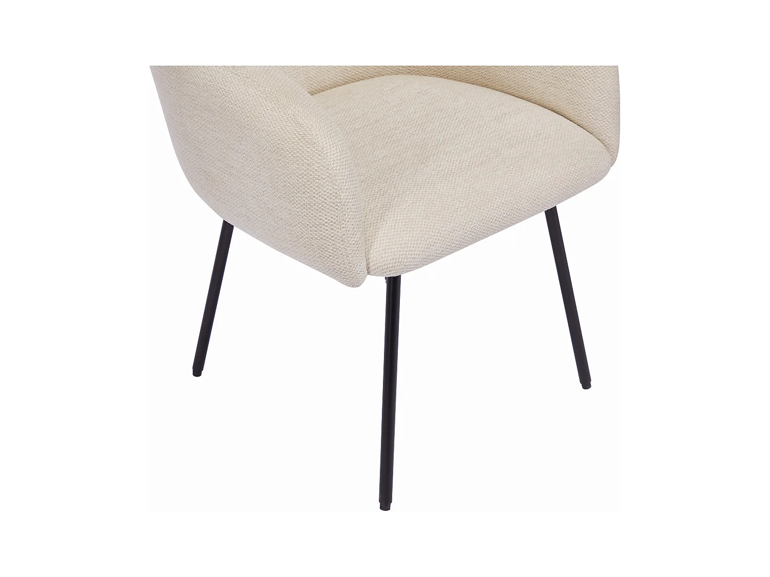 Sæt med 2 stole med armlæn i tekstureret stof og sort metal - Creme - NISTOSIA