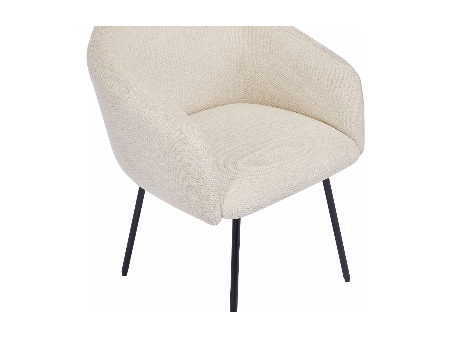 Lot de 2 chaises avec accoudoirs en tissu texturé et métal noir - Crème - NISTOSIA