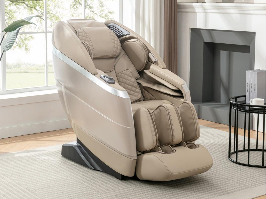 Sillón de masaje de imitación cuero - Control por voz - Sistema de gravedad cero - Beige - ULAP