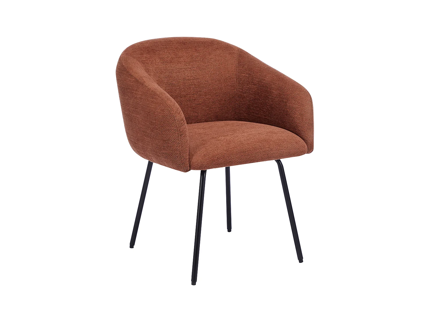Sæt med 2 stole med armlæn i tekstilstof og sort metal - Terracotta - NISTOSIA