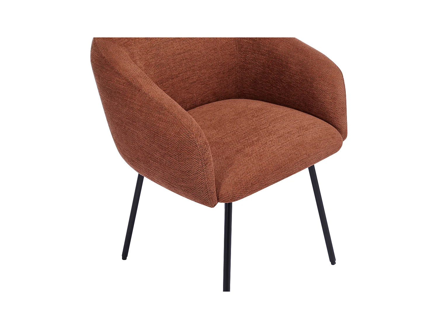 Sæt med 2 stole med armlæn i tekstilstof og sort metal - Terracotta - NISTOSIA