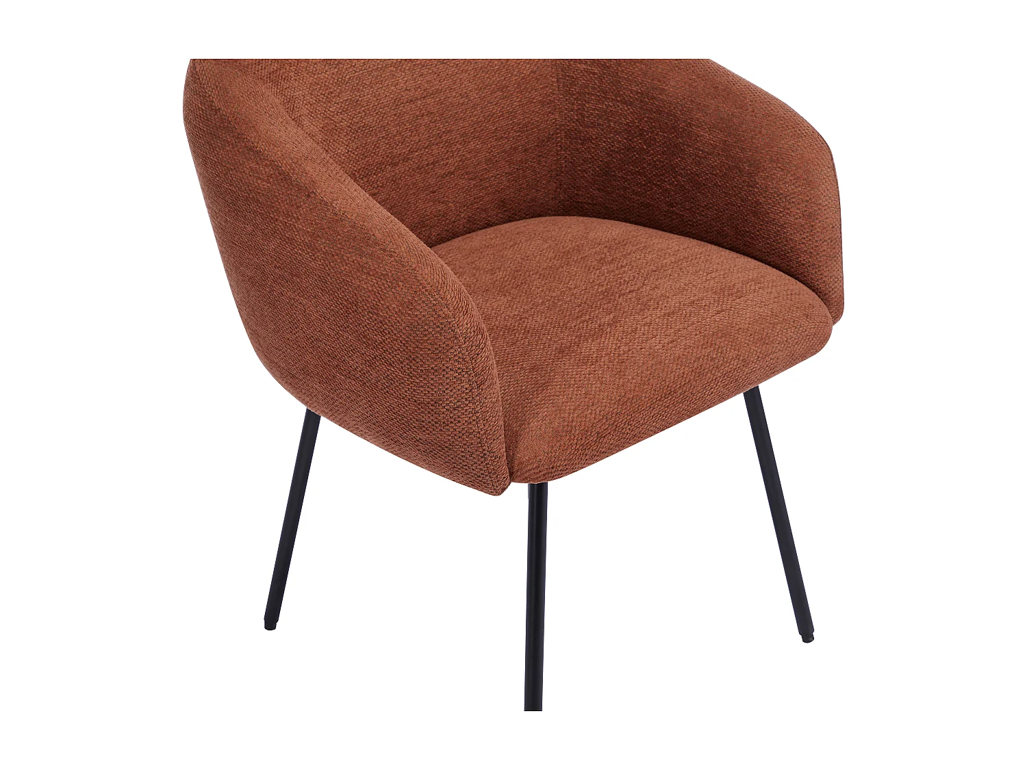 Lot de 2 chaises avec accoudoirs en tissu texturé et métal noir - Terracotta - NISTOSIA