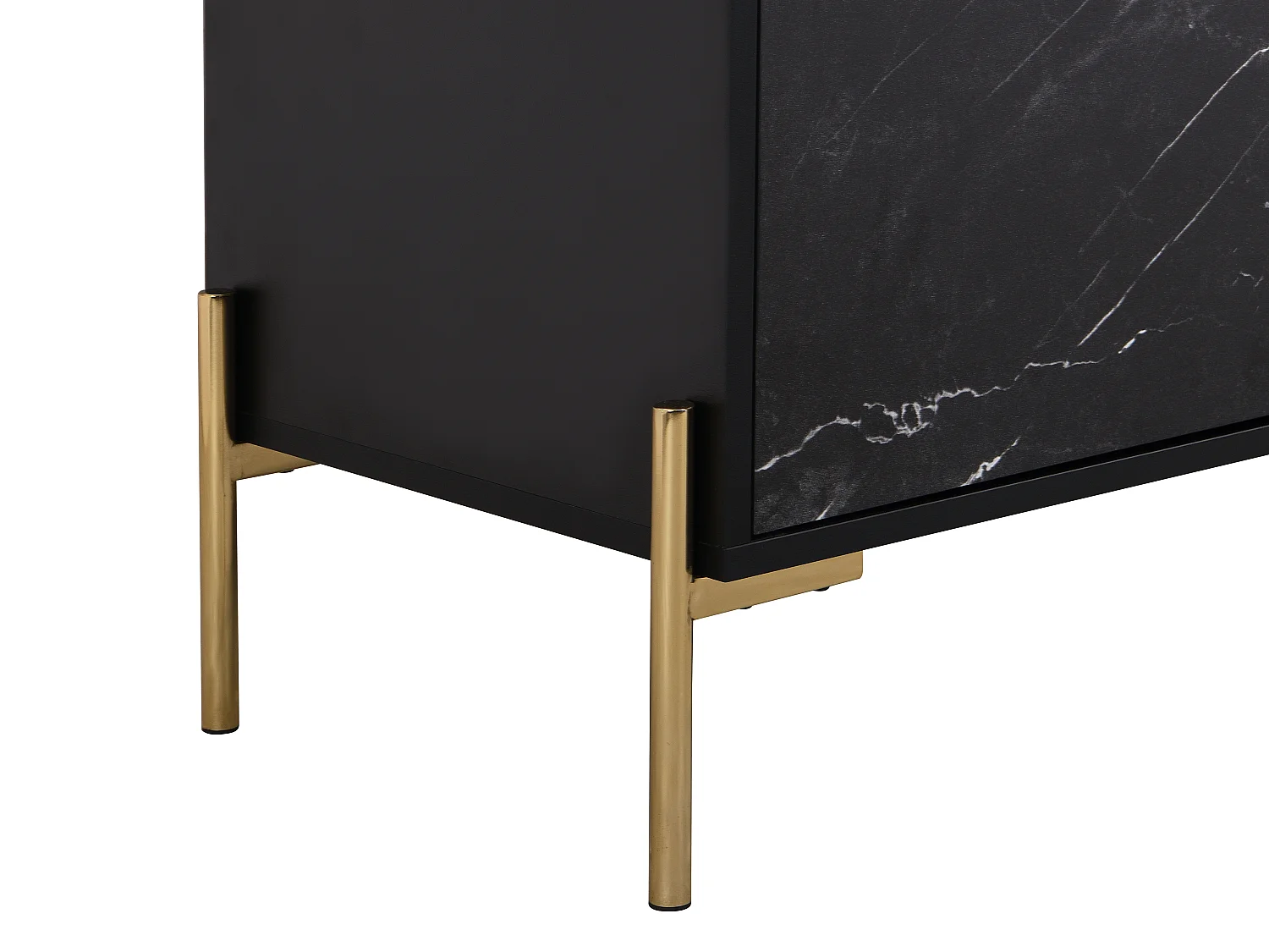 Aparador con 4 puertas de MDF y metal - Efecto mármol negro y dorado - CIEMILA de Pascal Morabito