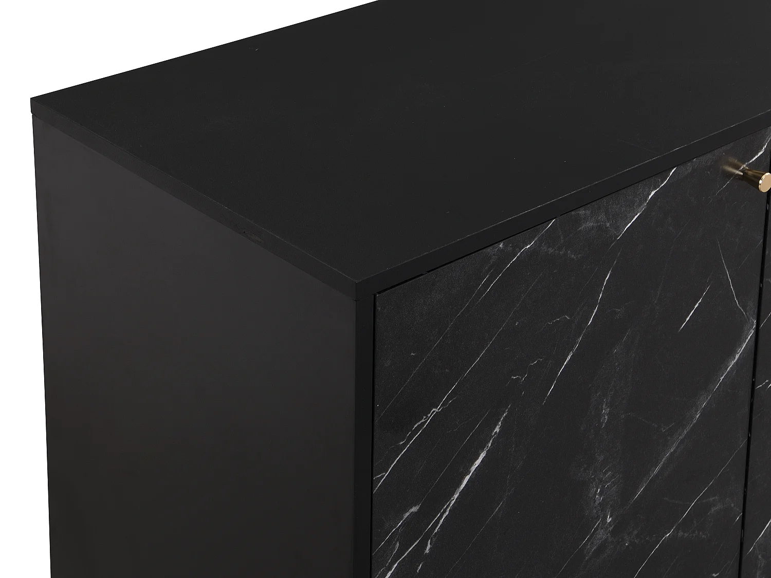 Aparador con 4 puertas de MDF y metal - Efecto mármol negro y dorado - CIEMILA de Pascal Morabito