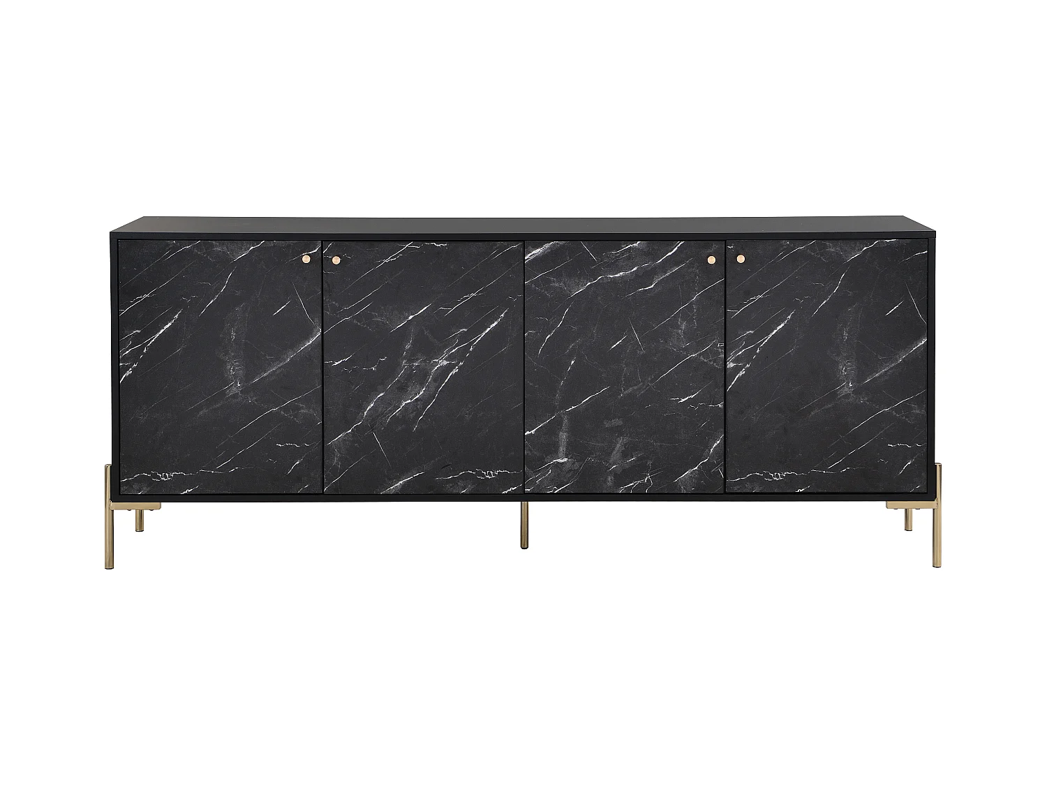 Sideboard mit 4 Türen - MDF & Metall - Marmor-Optik Schwarz & Goldfarben - CIEMILA von Pascal Morabito