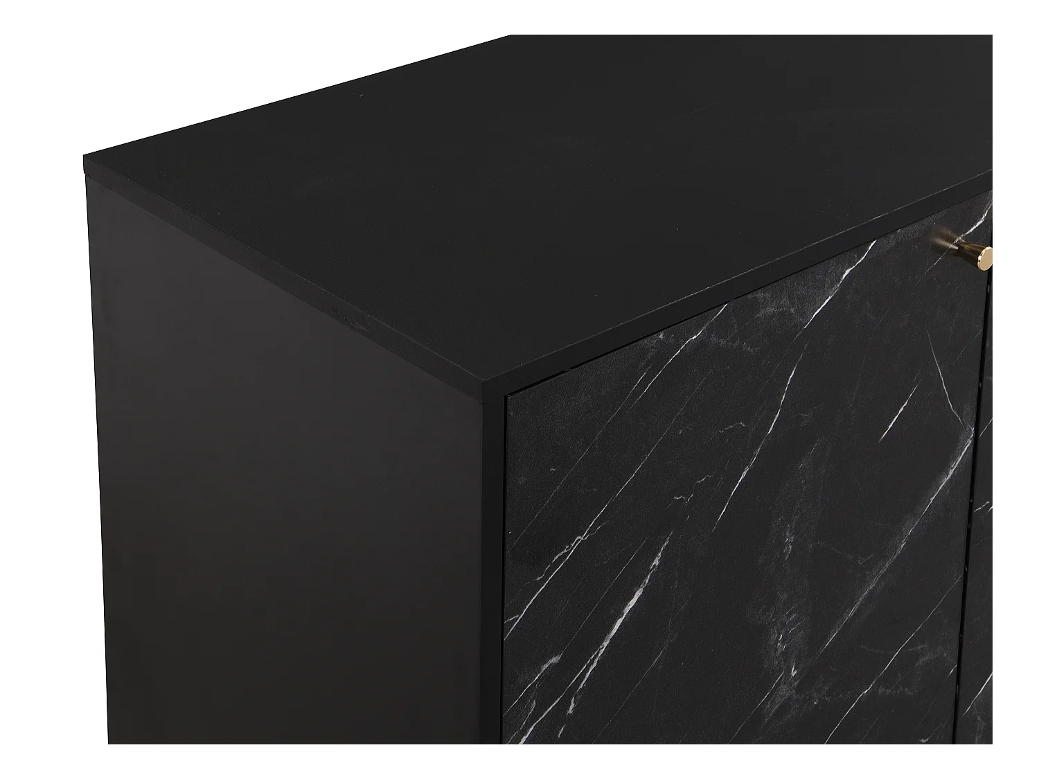 Sideboard mit 4 Türen - MDF & Metall - Marmor-Optik Schwarz & Goldfarben - CIEMILA von Pascal Morabito