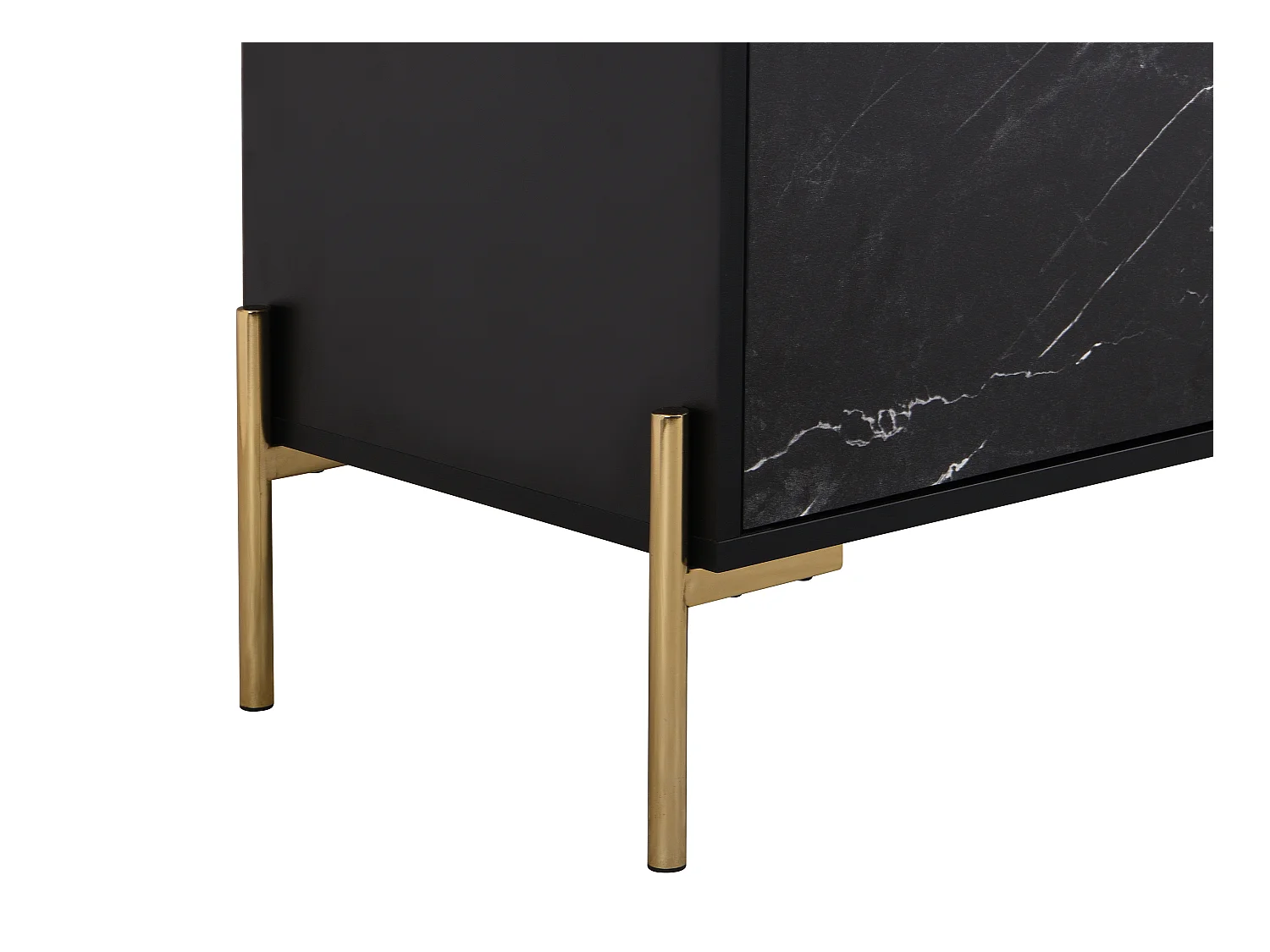 Sideboard mit 4 Türen - MDF & Metall - Marmor-Optik Schwarz & Goldfarben - CIEMILA von Pascal Morabito
