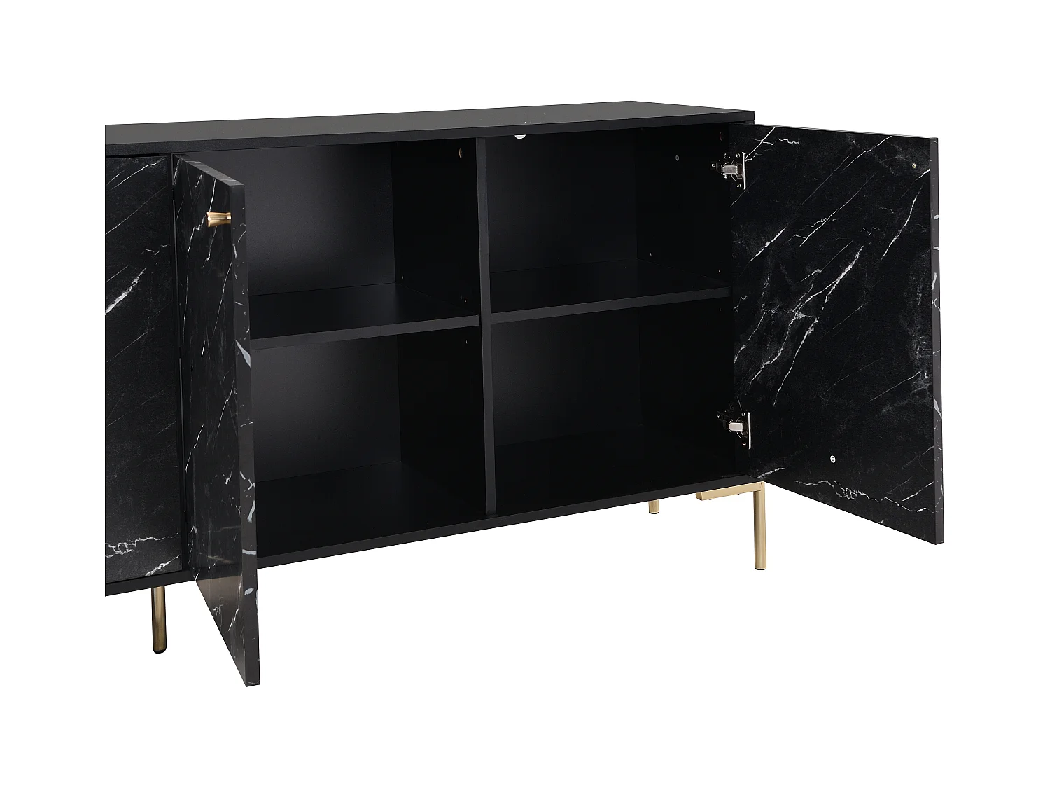 Sideboard mit 4 Türen - MDF & Metall - Marmor-Optik Schwarz & Goldfarben - CIEMILA von Pascal Morabito