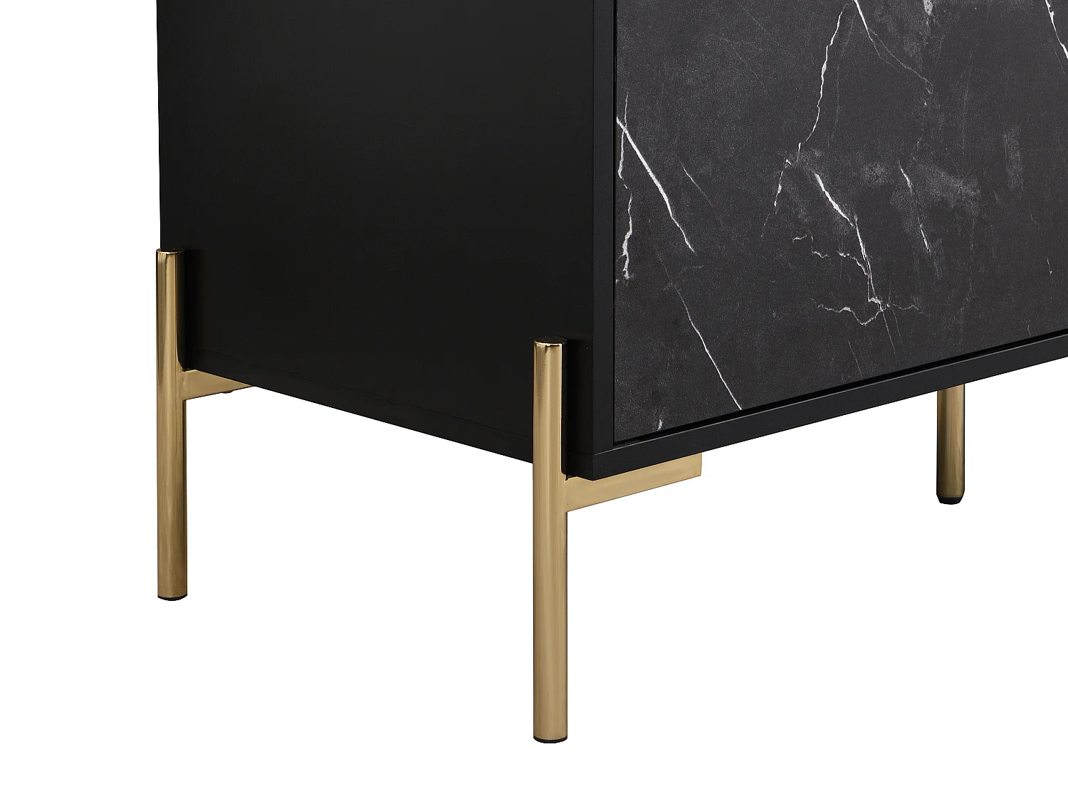 Meuble TV avec 2 portes et 2 niches en MDF et métal - Effet marbre noir et Doré - CIEMILA de Pascal Morabito