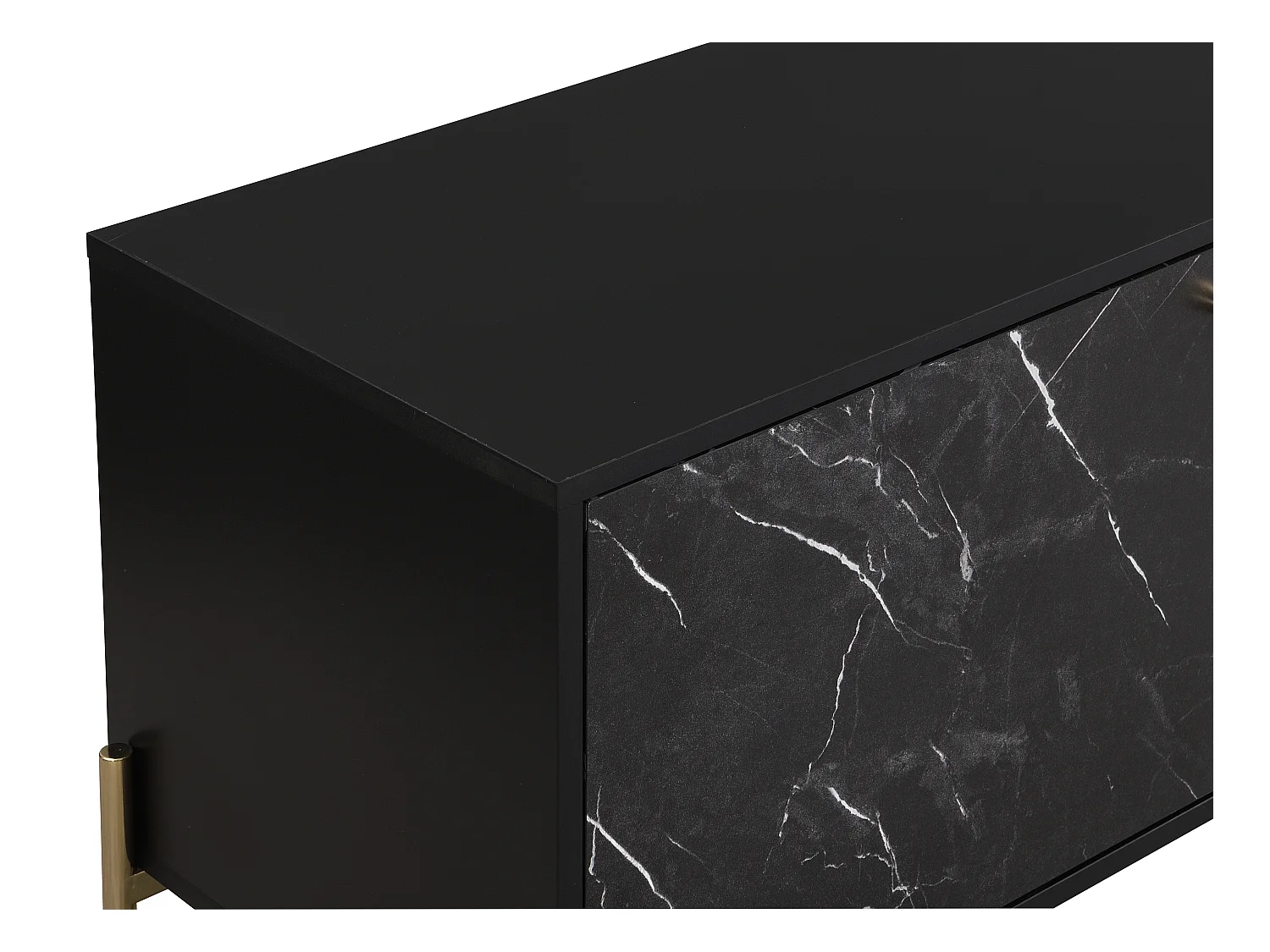 Mueble TV con 2 puertas y 2 estantes de MDF y metal - Efecto mármol negro y Dorado - CIEMILA de Pascal Morabito