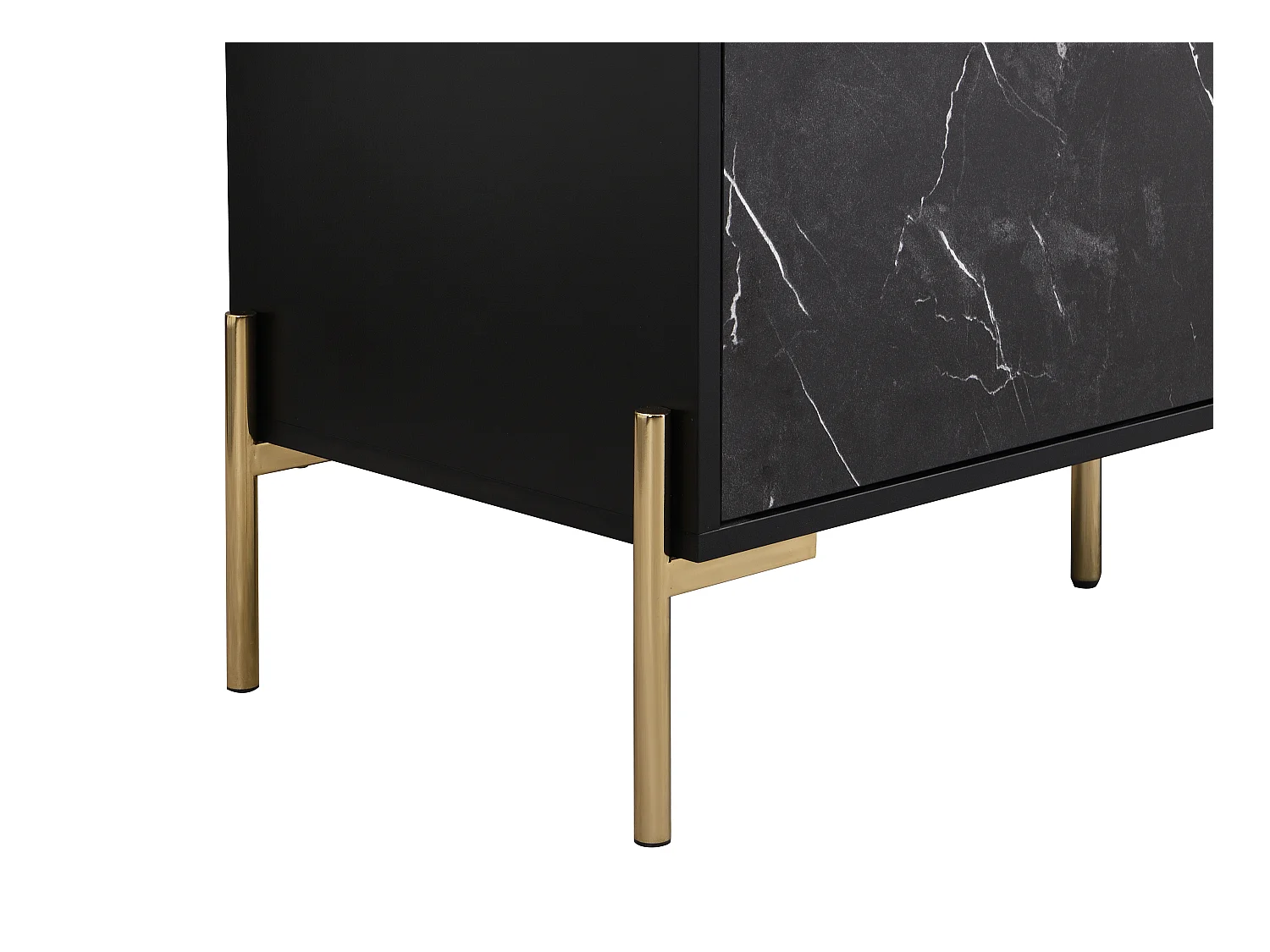 Mueble TV con 2 puertas y 2 estantes de MDF y metal - Efecto mármol negro y Dorado - CIEMILA de Pascal Morabito