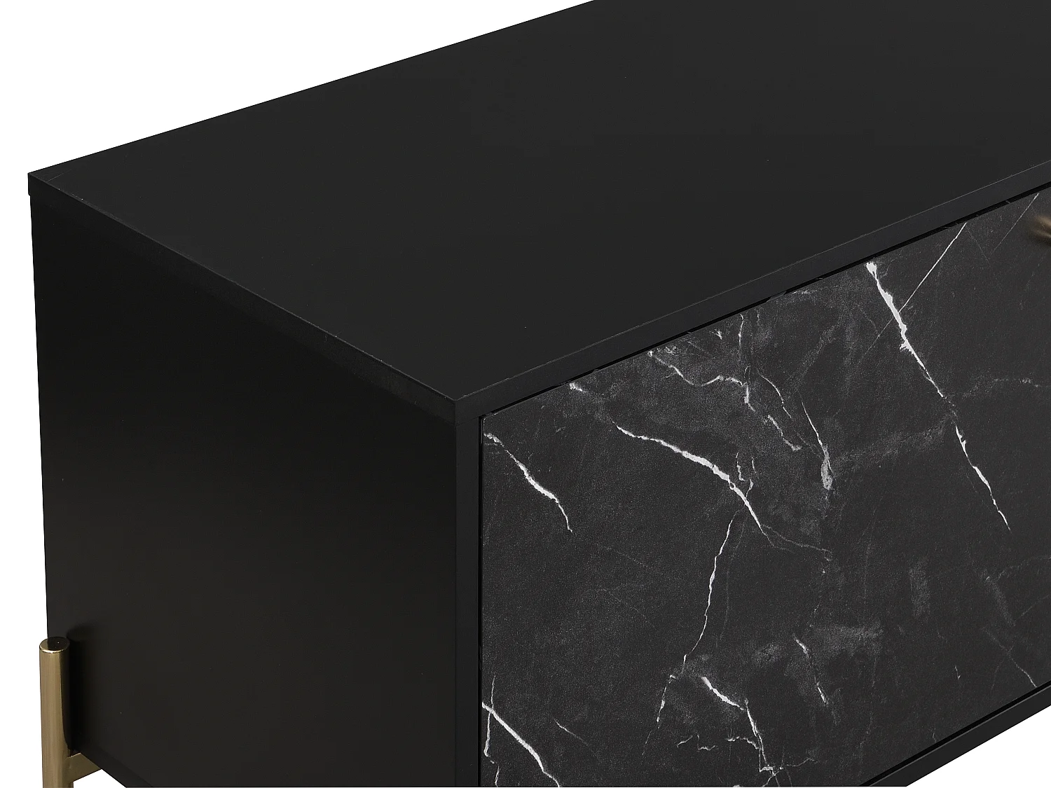 Mobile TV con 2 ante e 2 nicchie in MDF e metallo Effetto marmo nero e dorato - CIEMILA di PASCAL MORABITO