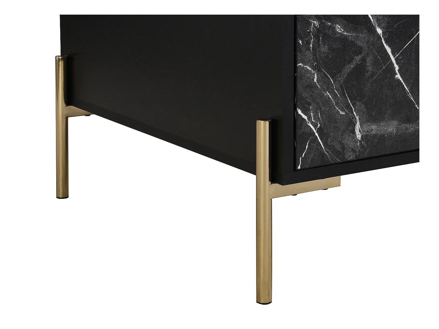 Mesa de centro con 2 cajones y 2 estantes de MDF y metal - Efecto mármol negro y dorado - CIEMILA de Pascal Morabito