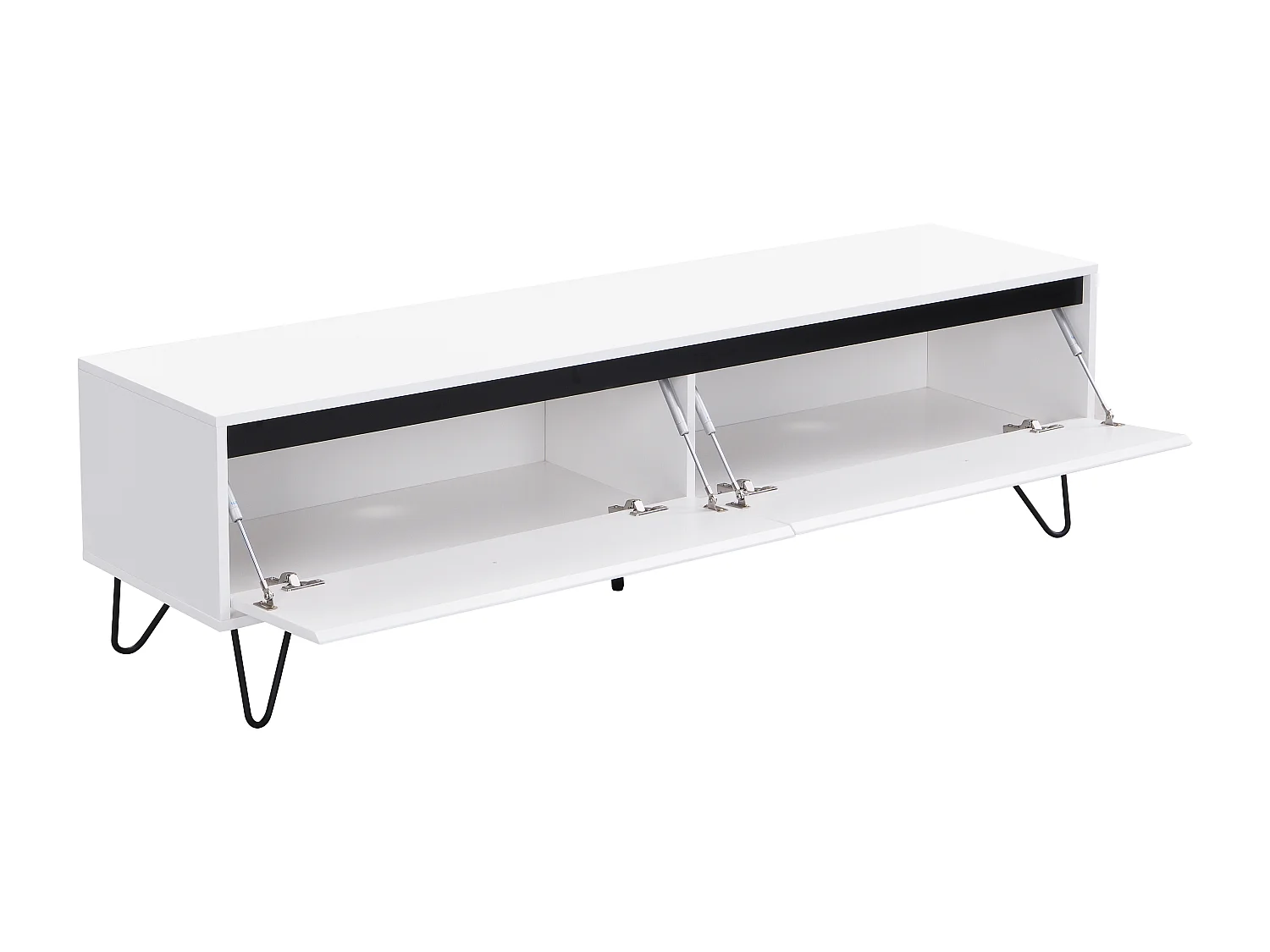 Meuble TV avec 2 portes en MDF et acier - Blanc et Noir - ABUJA de Pascal Morabito